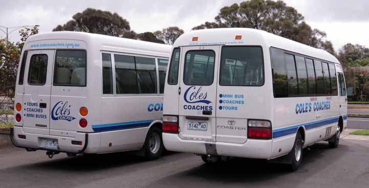 Coles Coaches Toyota Coaster 5142AO & Mitsubishi Rosa 0116AO